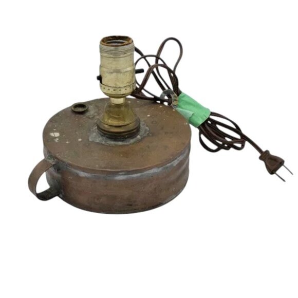 Antique Copper Oil Lamp Converted to Electric Vintage - Picture 3 of 6